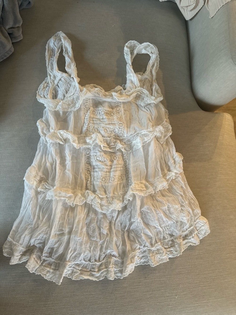 Free People White Lace Tiered Romper